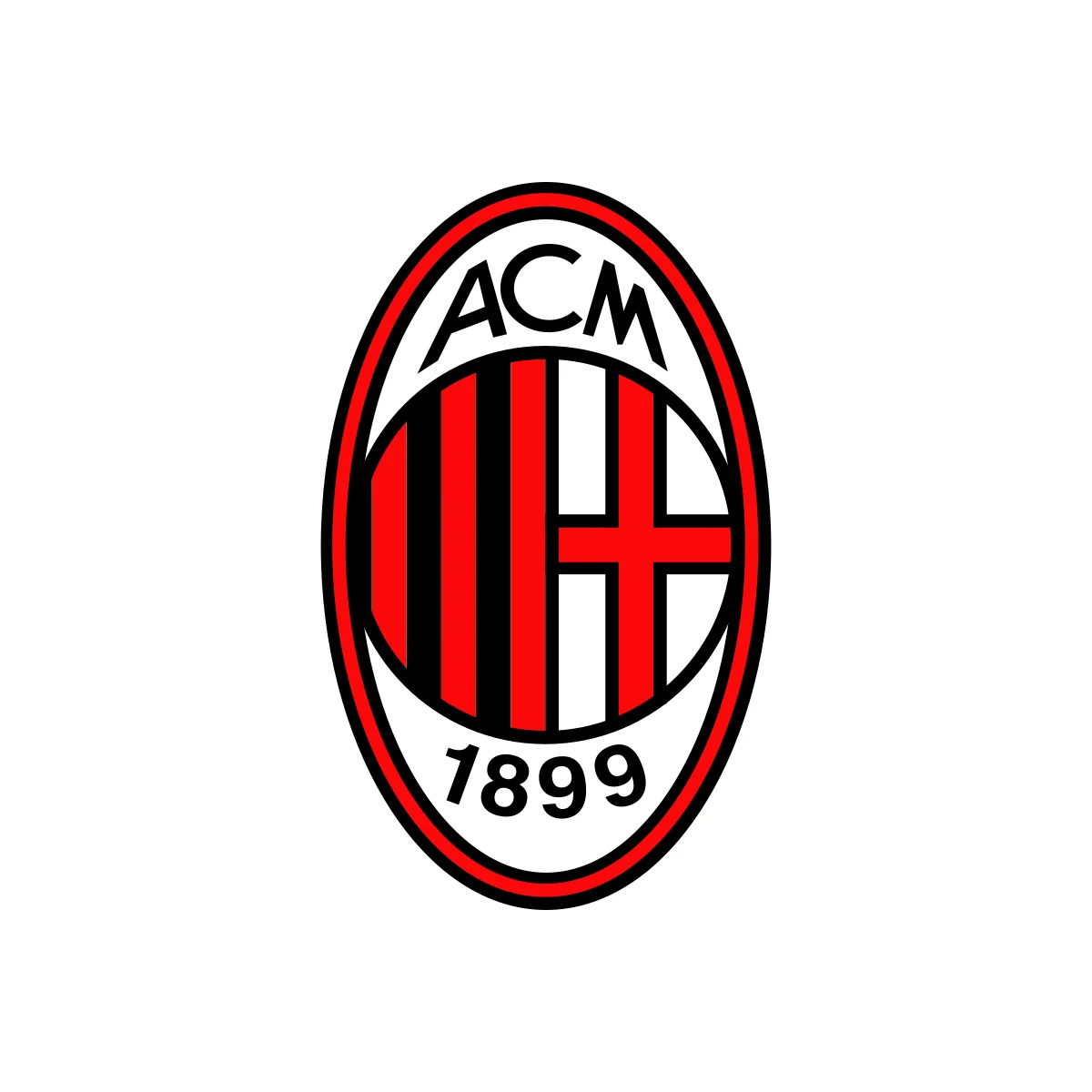 A.C. Milan iconic Italian professional football club crest in PNG and SVG Vector.