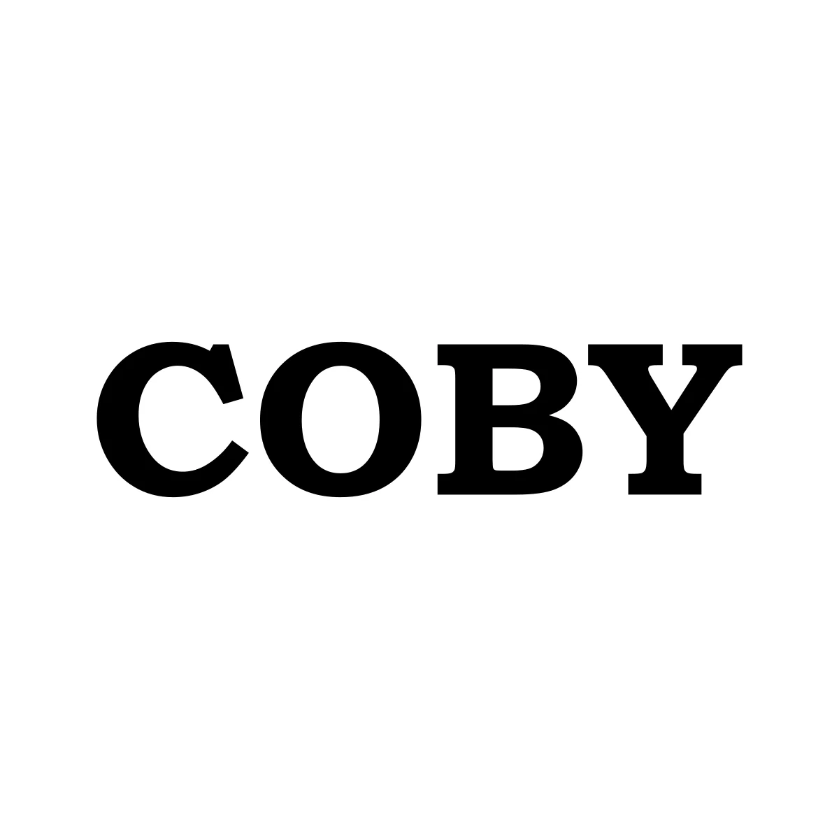 Coby Electronics Corporation defunct, value-priced, consumer electronics brand blue serif logo in PNG and SVG Vector.