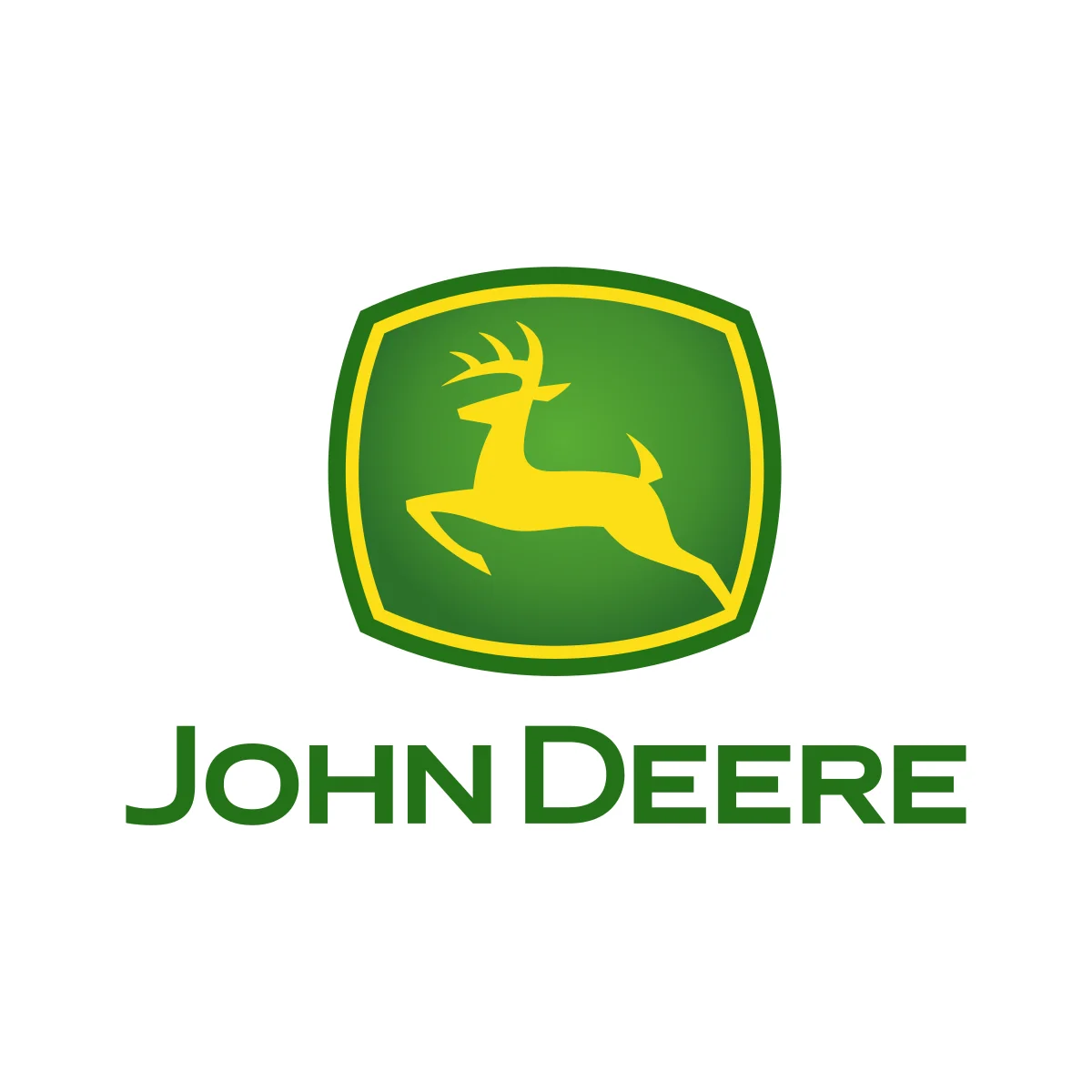 John Deere iconic 'leaping deer' agricultural machinery manufacturer logo in PNG and SVG Vector.