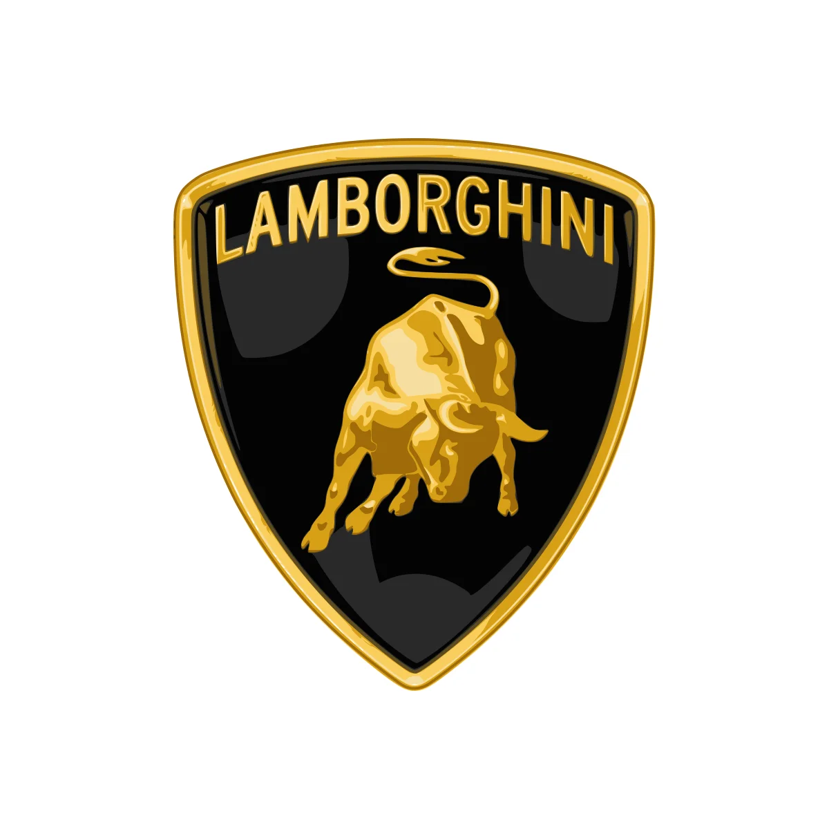 Lamborghini Italian luxury sports car charging bull supercar logo in PNG and SVG Vector.