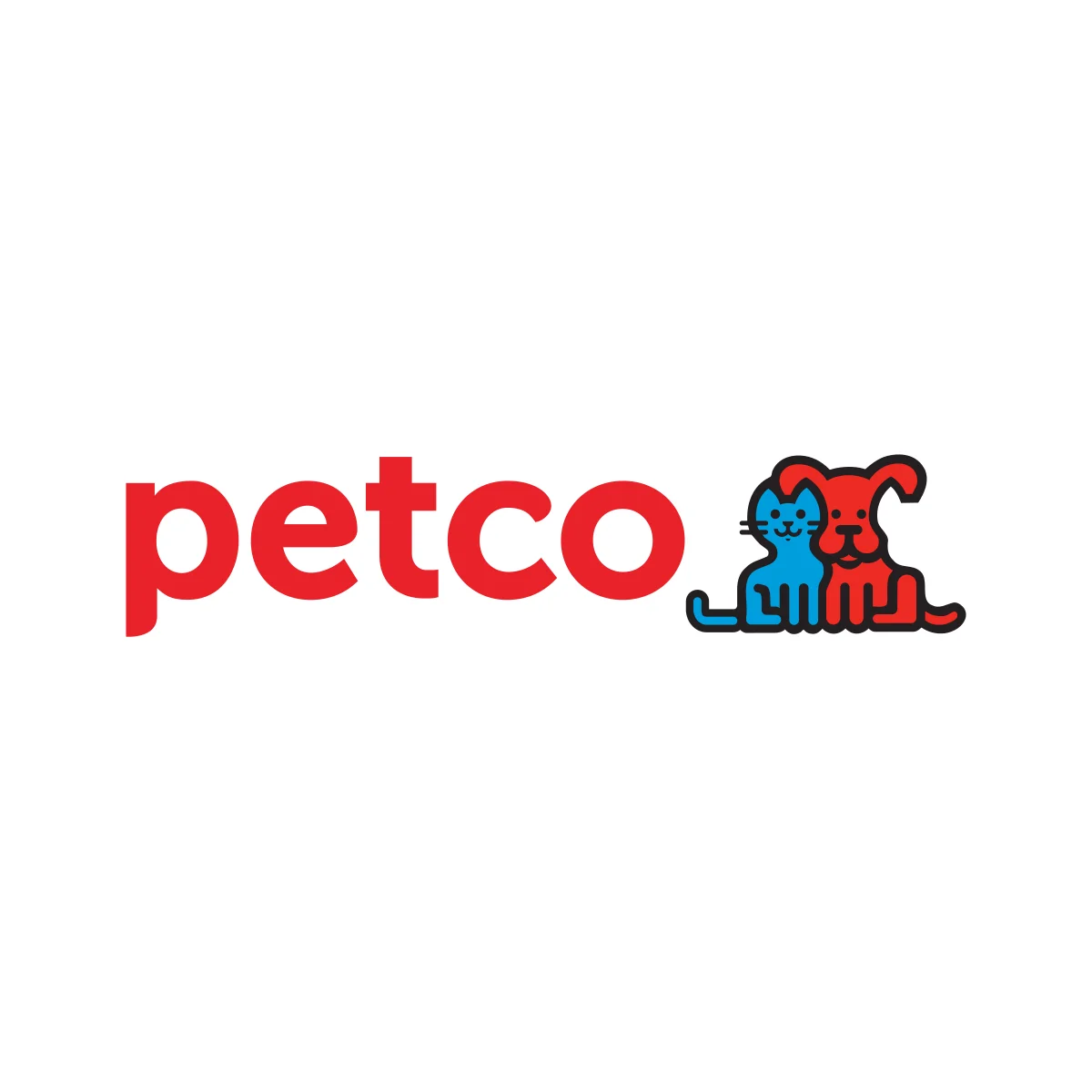 Petco American pet supplies and services retailer red cat and blue dog silhouette logo in PNG and SVG Vector.