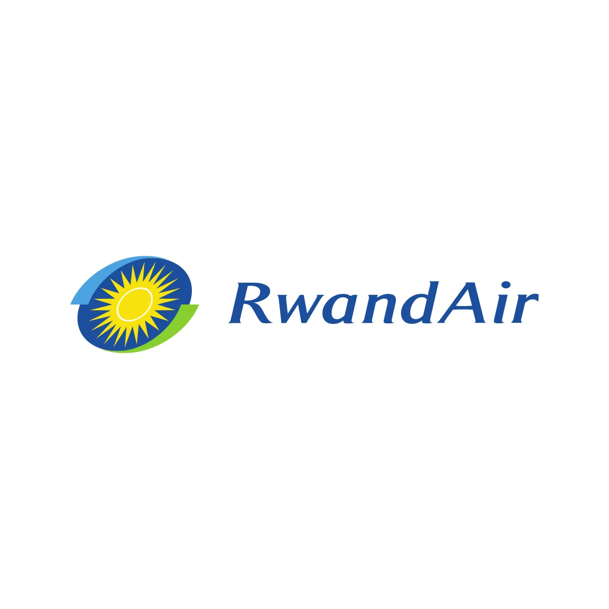 RwandAir national flag carrier of Rwanda abstract wing logo in national flag colors in PNG and SVG Vector.
