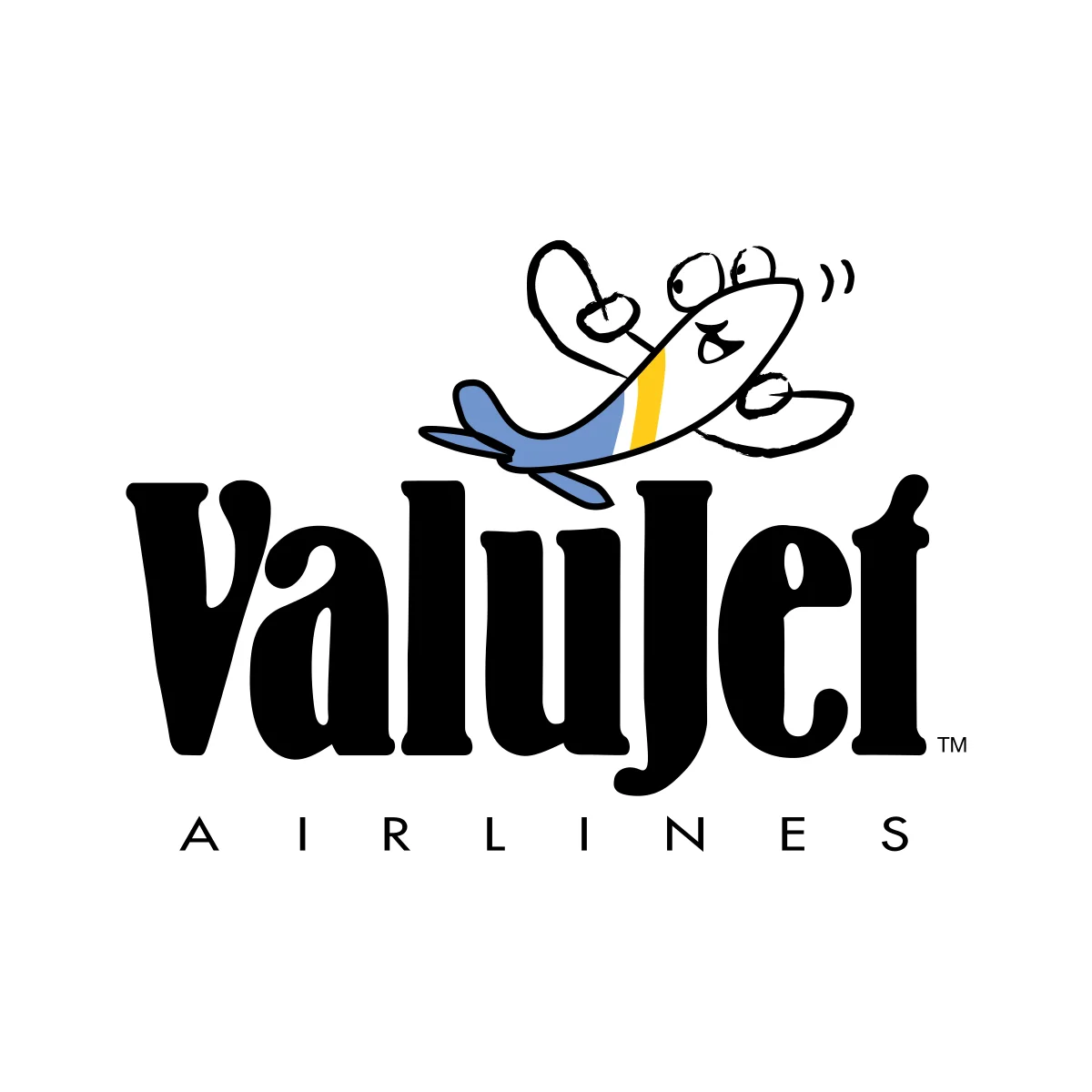 ValuJet Airlines historic American low-cost carrier 'Critter' cartoon plane logo in PNG and SVG Vector.