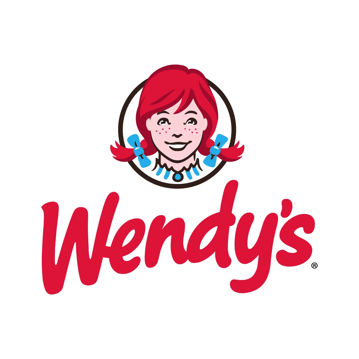 Wendy's iconic American fast-food restaurant chain smiling 'Wendy' portrait and script logo in PNG and SVG Vector.